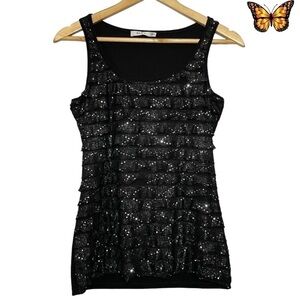Ricki's Ruffle Front Sparkly Sleeveless Top Size Extra Small